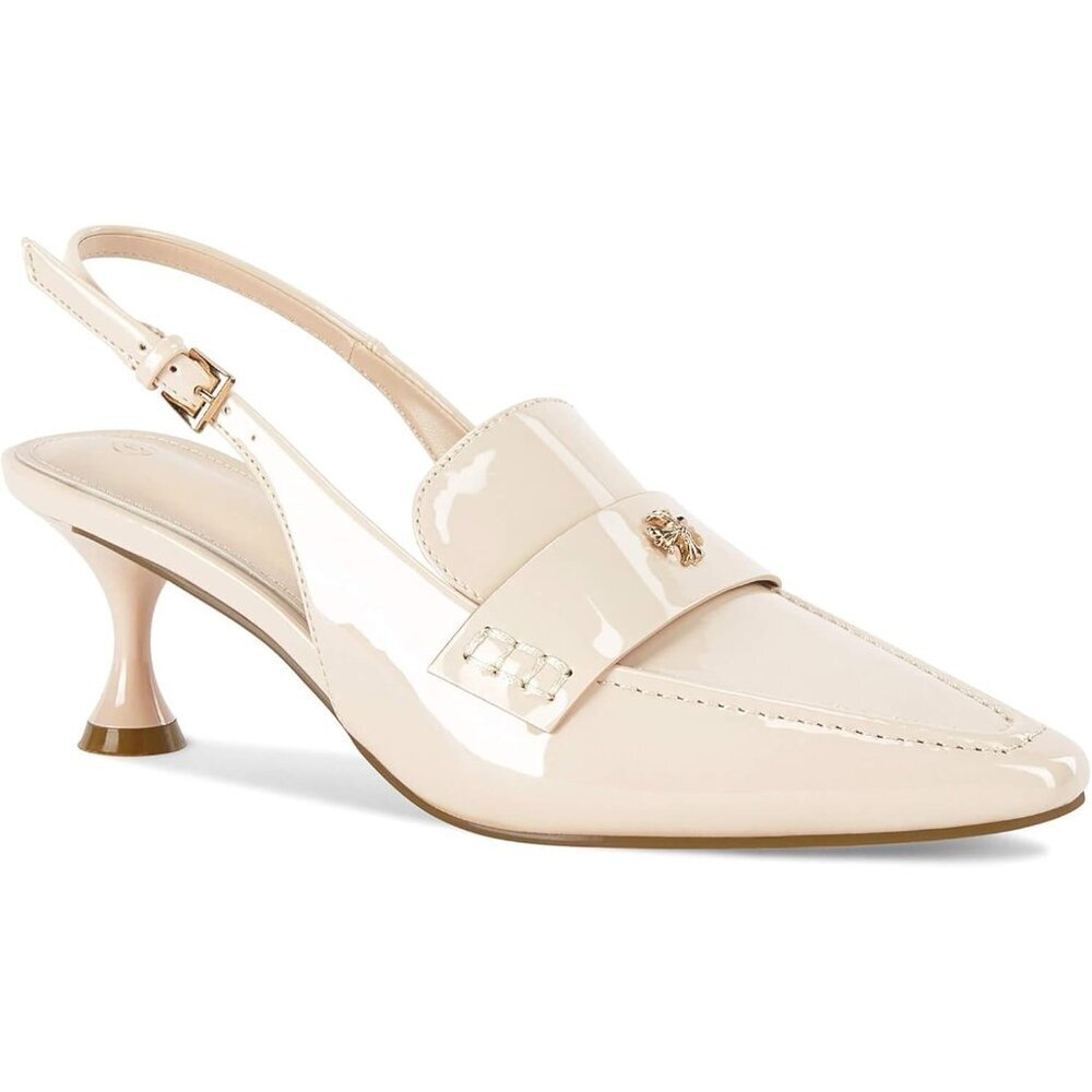 Women's Apricot Pointed Toe Sandals Kitten Heel Pumps Slip On Ankle Buckle